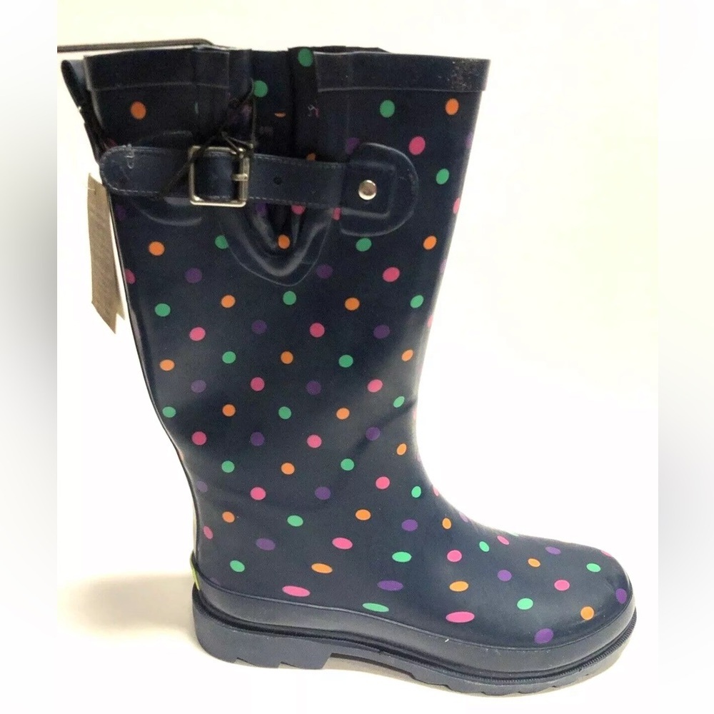 Western Chief Women’s Polka Dot Rain Boots Navy, Size 7 M.